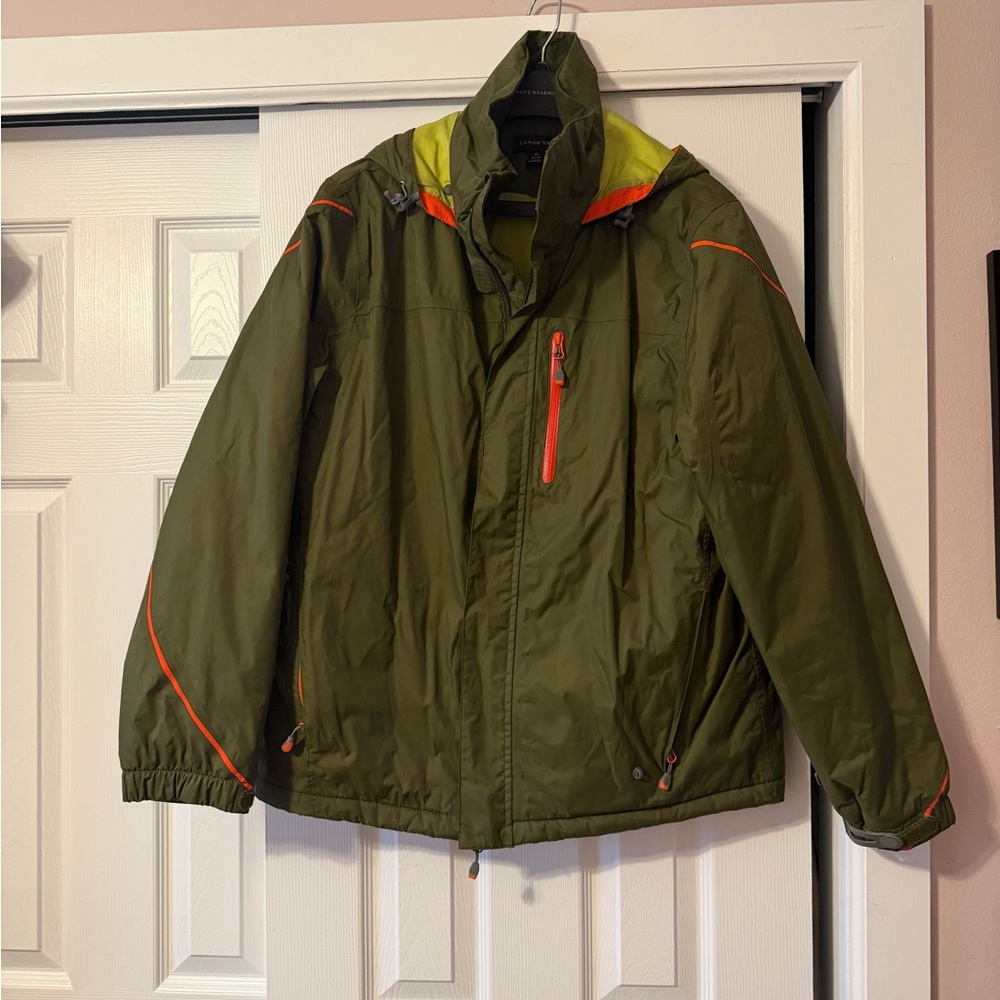 Lands' End Olive Green Jacket with Navy Label